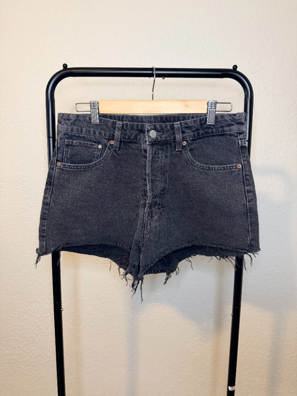 H & M Black Denim shorts Size 8
